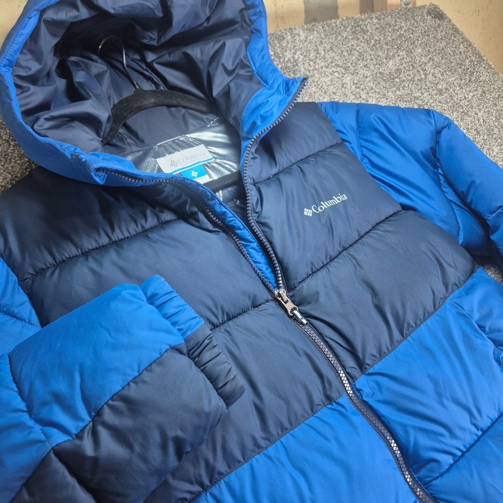 Columbia Omni-Heat Puffer Jacket Boys XL Blue Hooded Insulated